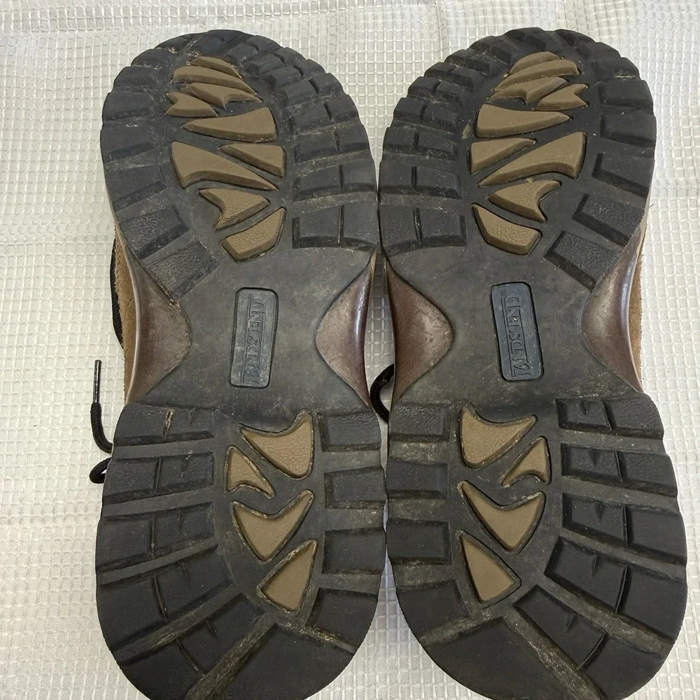 Lands End‎ 10 B Mens Hiking Shoes Brown Suede Walking Outdoor Water Resistant